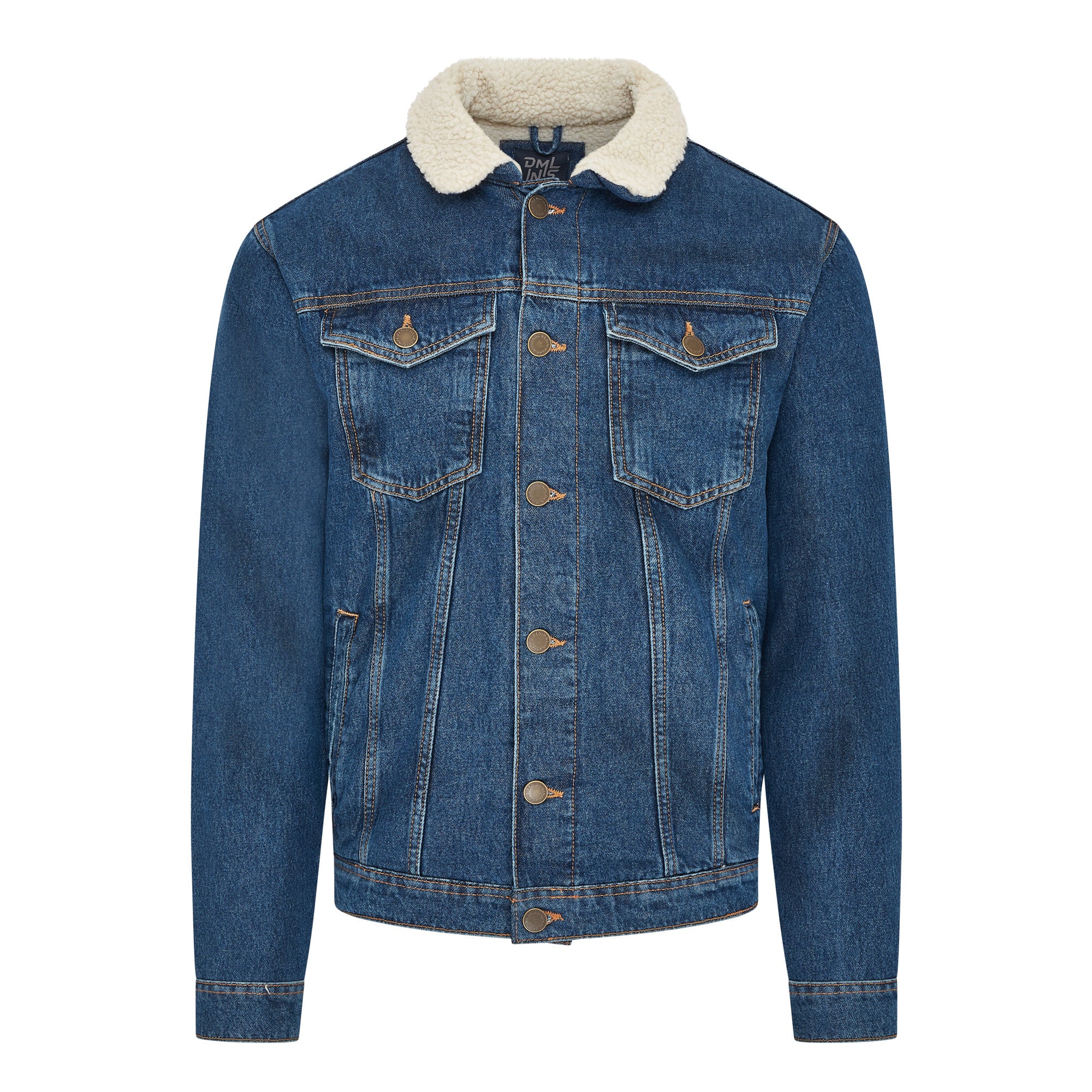 Flynn mens borg lined denim jacket in Blue wash DML Jeans