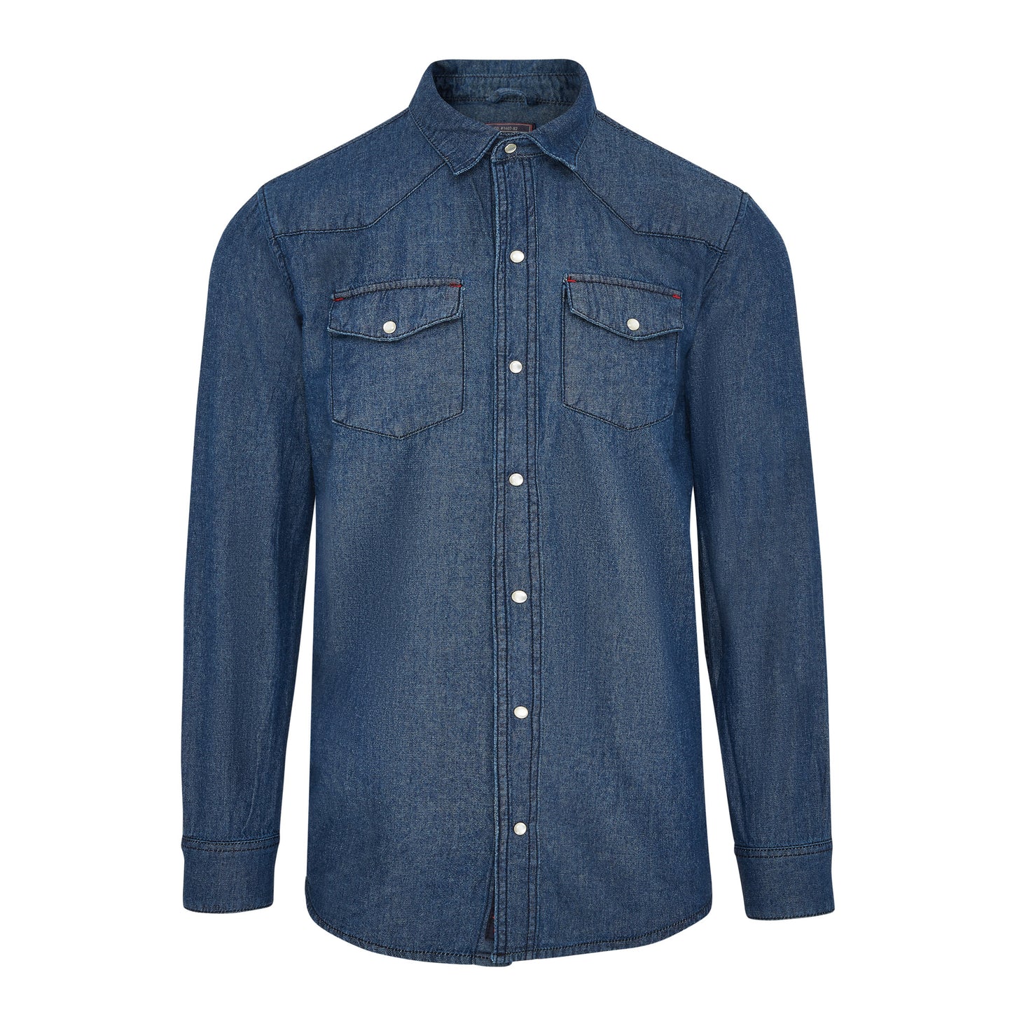 Holton mens long sleeve light weight denim shirt in dark wash