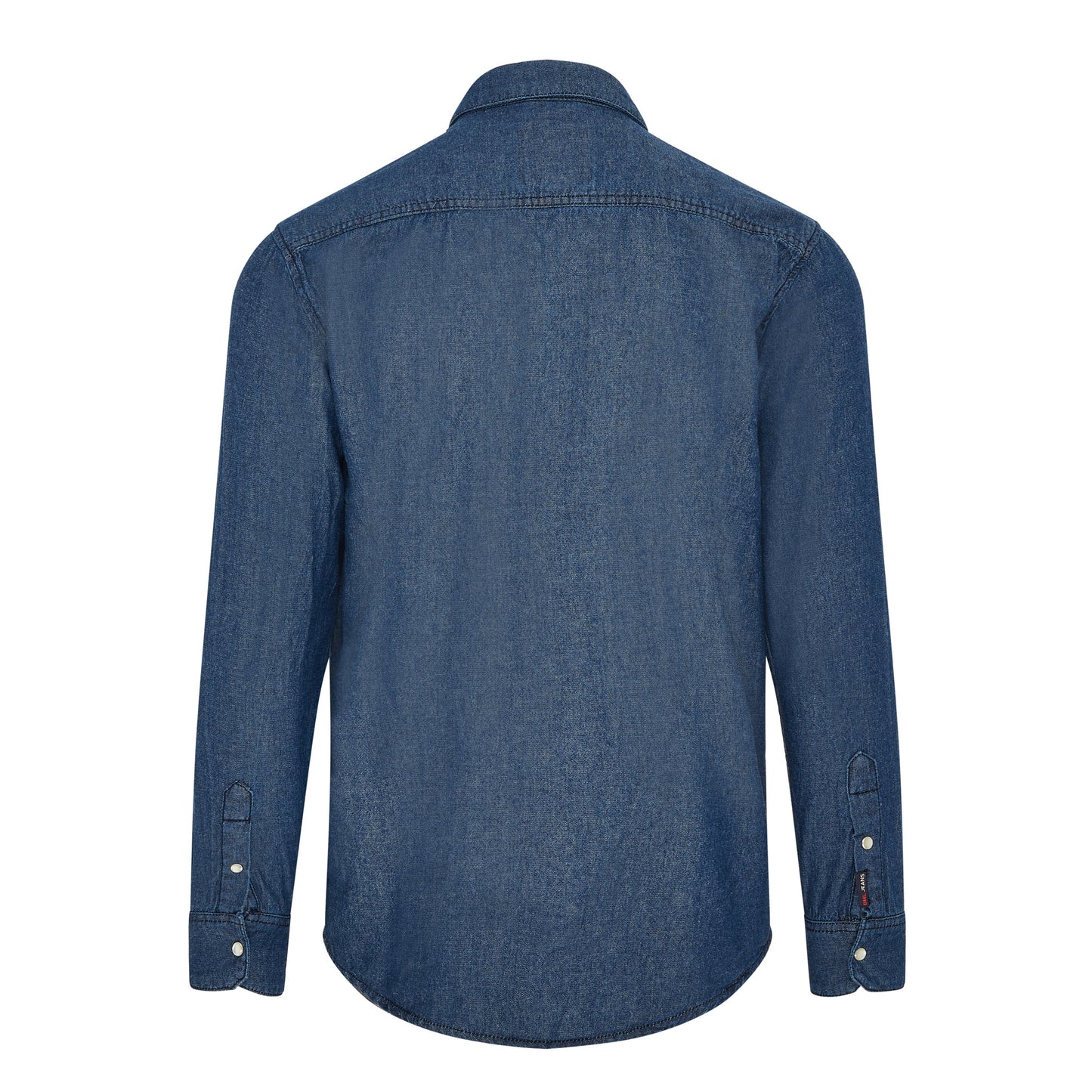 Holton mens long sleeve light weight denim shirt in dark wash