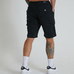 ROVER Cargo short with multi pockets in premium cotton twill - BLACK - DML Jeans 