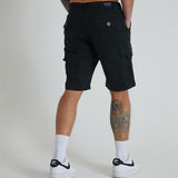 ROVER Cargo short with multi pockets in premium cotton twill - BLACK - DML Jeans 