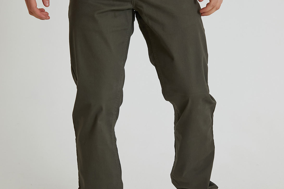 HAWKINS 5 pocket chino pant in premium cotton twill - OLIVE - DML Jeans 