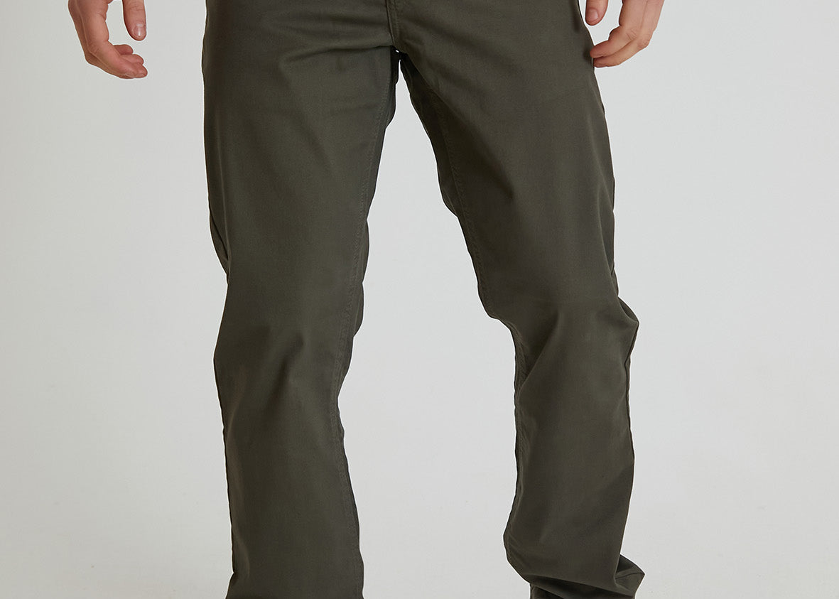 HAWKINS 5 pocket chino pant in premium cotton twill - OLIVE - DML Jeans 