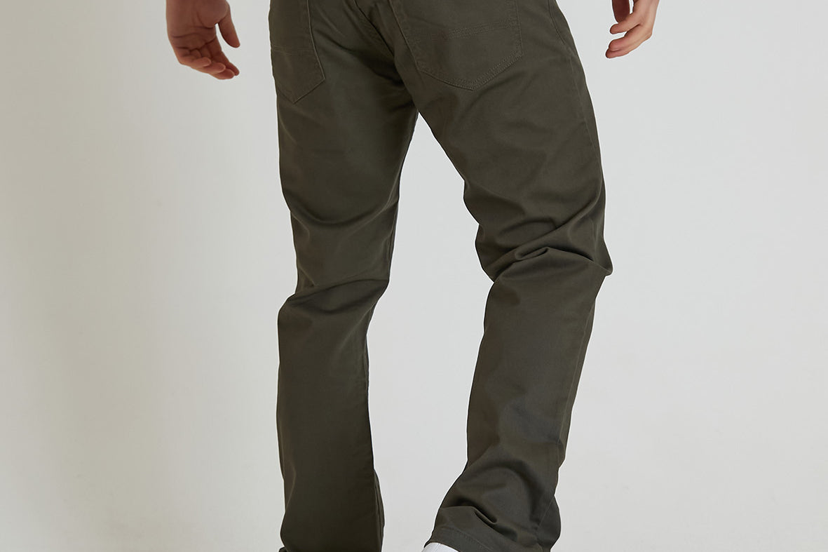 HAWKINS 5 pocket chino pant in premium cotton twill - OLIVE - DML Jeans 