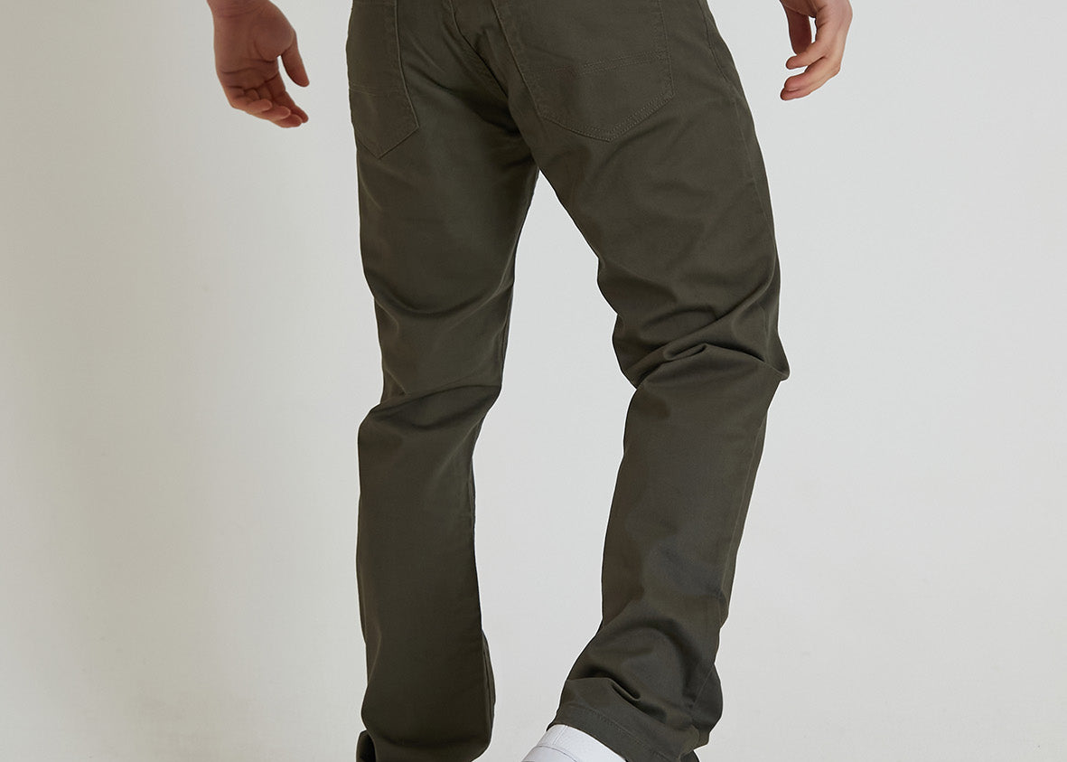 HAWKINS 5 pocket chino pant in premium cotton twill - OLIVE - DML Jeans 