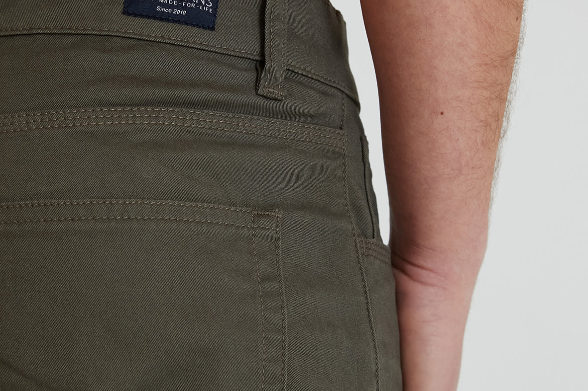 HAWKINS 5 pocket chino pant in premium cotton twill - OLIVE - DML Jeans 