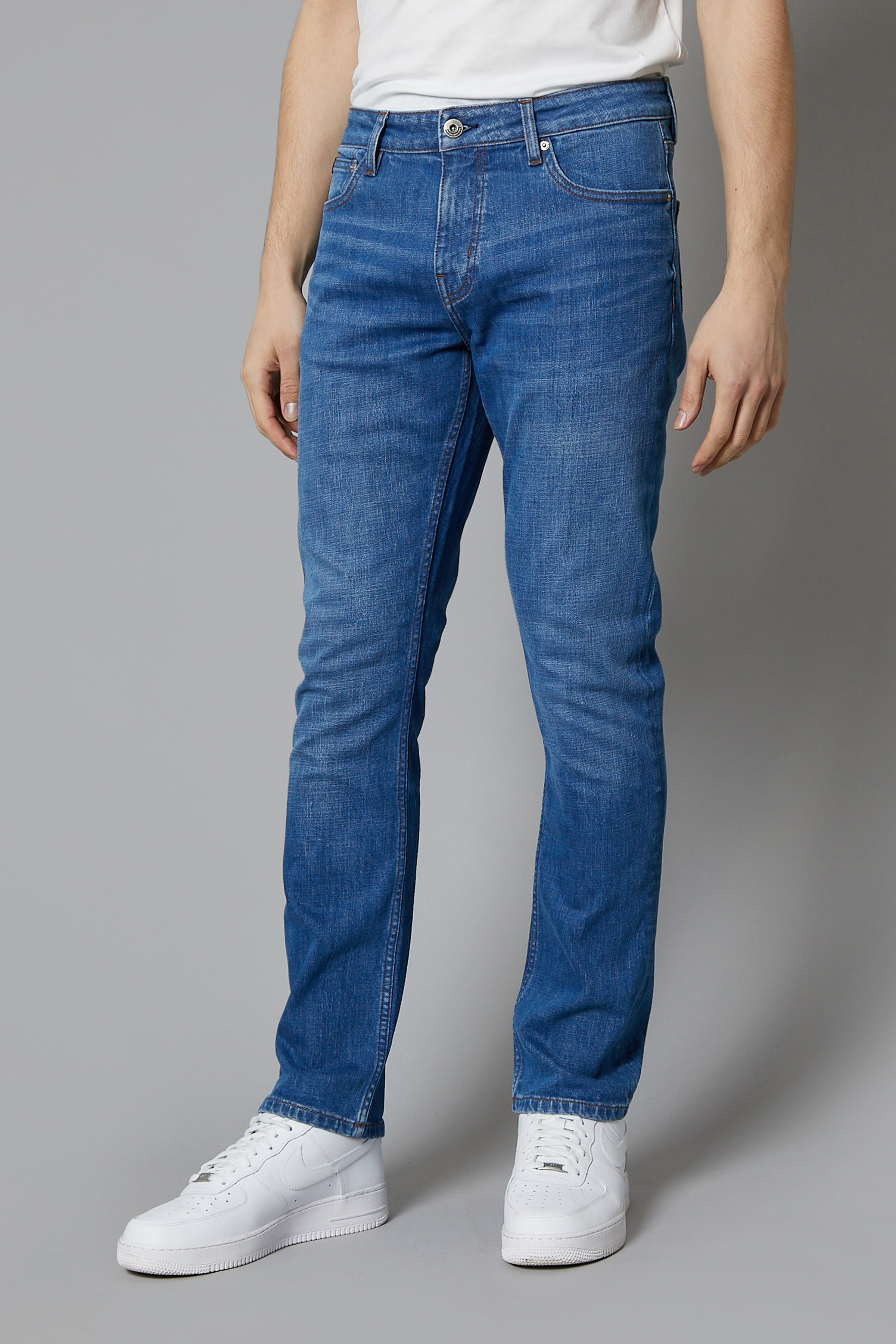 Mens mid sales blue jeans