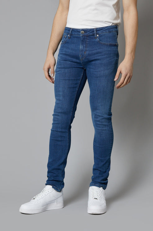 Nevada Skinny Fit Jeans In Mid Blue | DML Jeans